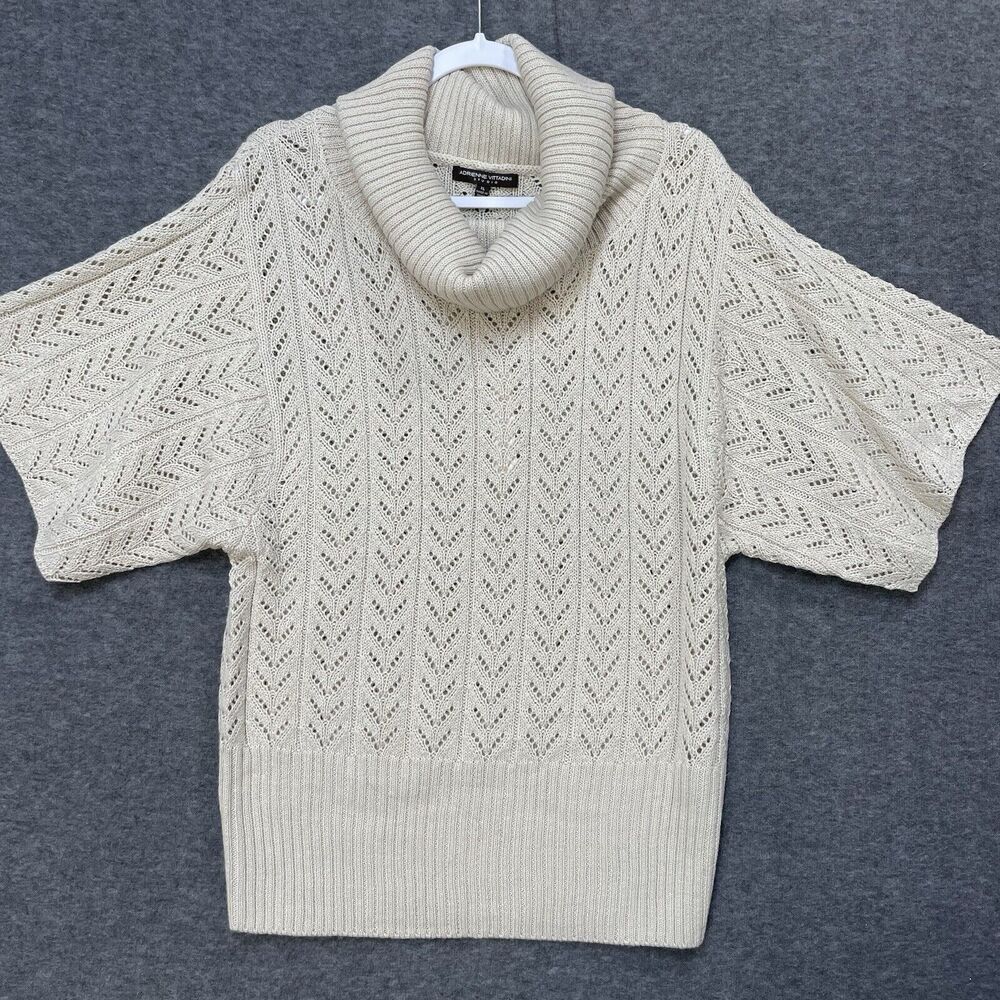 ADRIENNE VITTADINI STUDIO Cowl Neck Sweater XLarge Ivory NWT Wool Blend Y121021